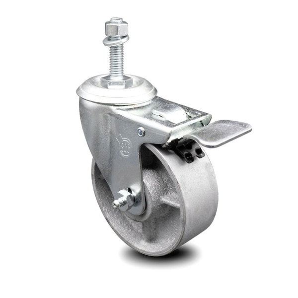 Service Caster Semi Steel Swivel TS Caster w/Roller Bearing-4" Wheel&3/8" Stem w/Total Lock BRK SCC-TSTTL20S415-SSR-381615 - main